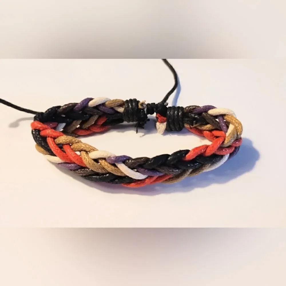 Men's‎ bracelet leather braided rainbow new d15